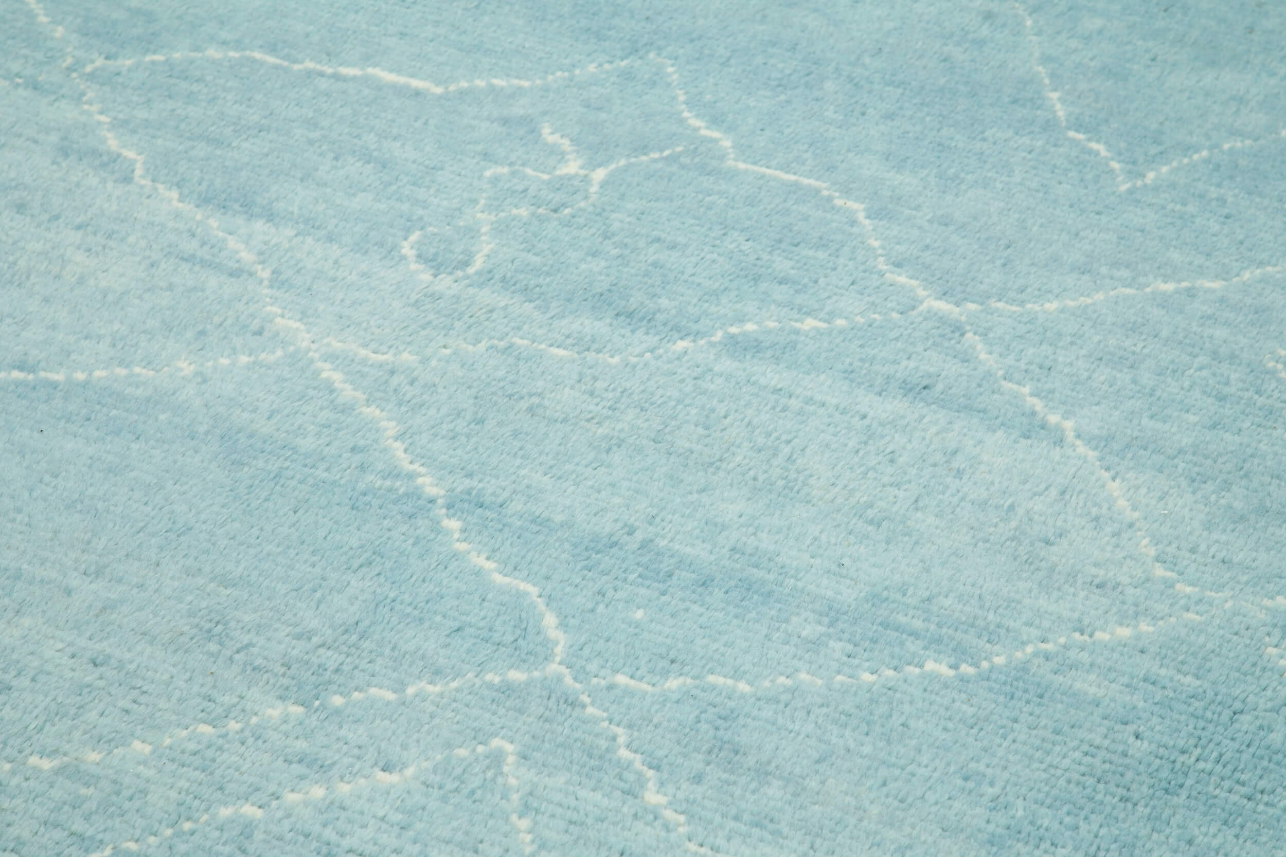 Morocco Mavi Geometrik Yün Pamuk El Dokuma Halısı 302x422 Agacan