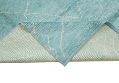 Morocco Mavi Geometrik Yün Pamuk El Dokuma Halısı 302x422 Agacan