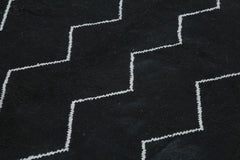 Morocco Siyah Geometrik Yün Pamuk El Dokuma Halısı 236x298 Agacan