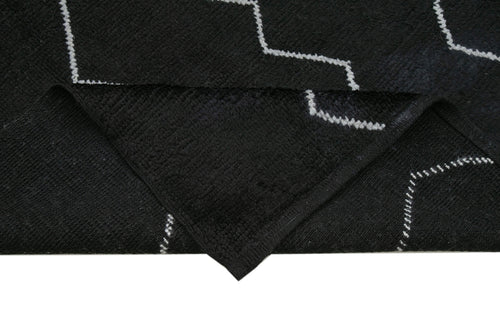 Morocco Siyah Geometrik Yün Pamuk El Dokuma Halısı 236x298 Agacan