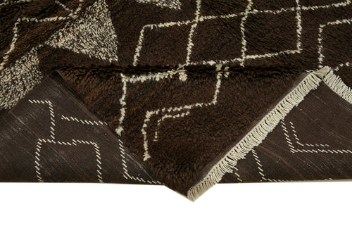 Morocco Kahverengi Geometrik Yün Pamuk El Dokuma Halısı 217x272 Agacan