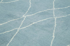 Morocco Mavi Geometrik Yün Pamuk El Dokuma Halısı 238x301 Agacan