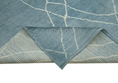 Morocco Mavi Geometrik Yün Pamuk El Dokuma Halısı 238x301 Agacan