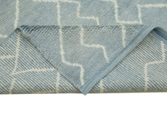 Morocco Mavi Geometrik Yün Pamuk El Dokuma Halısı 236x293 Agacan