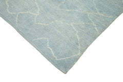 Morocco Mavi Geometrik Yün Pamuk El Dokuma Halısı 232x276 Agacan