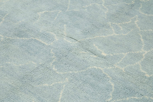 Morocco Mavi Geometrik Yün Pamuk El Dokuma Halısı 232x276 Agacan