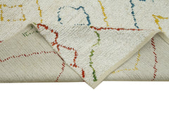 Morocco Beyaz Geometrik Yün Pamuk El Dokuma Halısı 240x305 Agacan