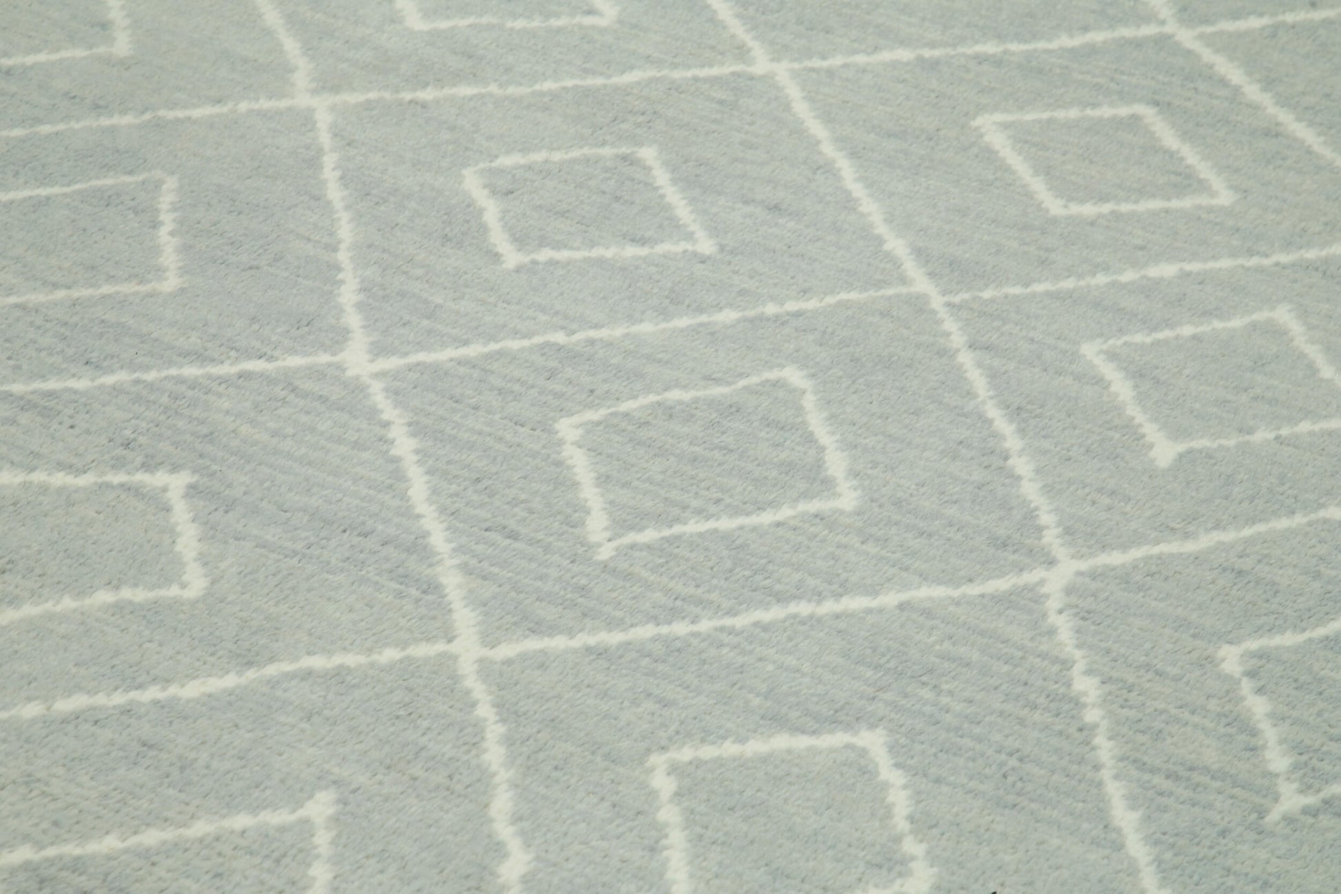 Morocco Gri Geometrik Yün Pamuk El Dokuma Halısı 287x415 Agacan