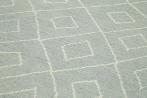 Morocco Gri Geometrik Yün Pamuk El Dokuma Halısı 287x415 Agacan