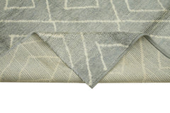 Morocco Gri Geometrik Yün Pamuk El Dokuma Halısı 287x415 Agacan