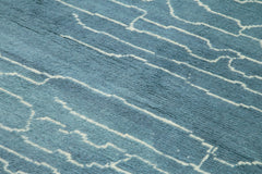 Morocco Mavi Geometrik Yün Pamuk El Dokuma Halısı 191x274 Agacan