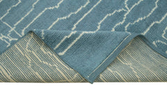 Morocco Mavi Geometrik Yün Pamuk El Dokuma Halısı 191x274 Agacan