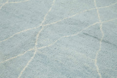 Morocco Mavi Geometrik Yün Pamuk El Dokuma Halısı 272x370 Agacan