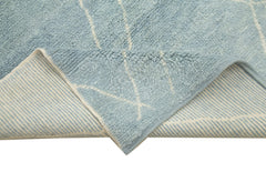 Morocco Mavi Geometrik Yün Pamuk El Dokuma Halısı 272x370 Agacan