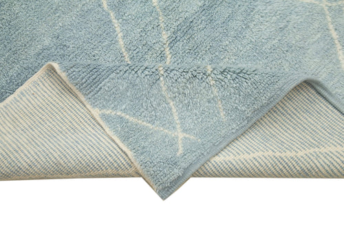 Morocco Mavi Geometrik Yün Pamuk El Dokuma Halısı 272x370 Agacan