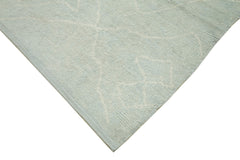 Morocco Mavi Geometrik Yün Pamuk El Dokuma Halısı 277x350 Agacan