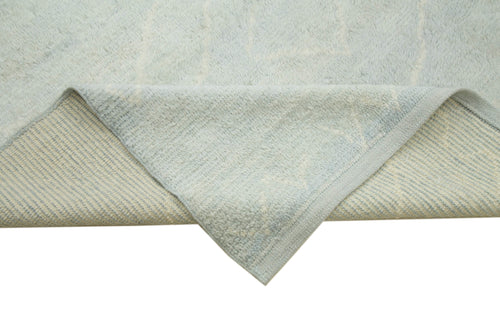 Morocco Mavi Geometrik Yün Pamuk El Dokuma Halısı 277x350 Agacan