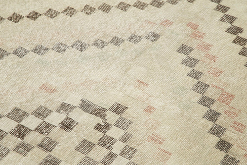 Checkered Kilim Bej Damalı Pamuk Yün El Dokuma Halısı 148x268 Agacan