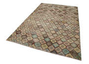 Checkered Kilim Beyaz Damalı Pamuk Yün El Dokuma Halısı 177x280 Agacan