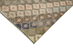 Checkered Runner Beyaz Geometrik Pamuk Yün El Dokuma Halısı 142x300 Agacan