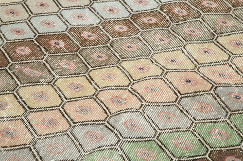 Checkered Runner Beyaz Geometrik Pamuk Yün El Dokuma Halısı 142x300 Agacan