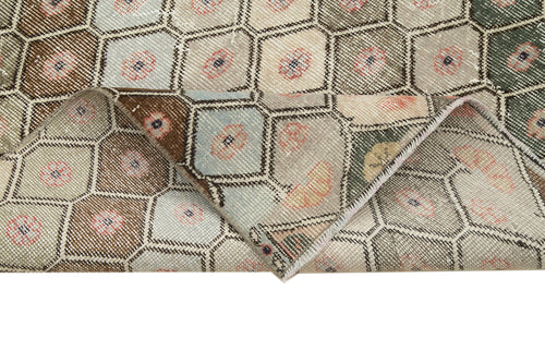 Checkered Runner Beyaz Geometrik Pamuk Yün El Dokuma Halısı 142x300 Agacan