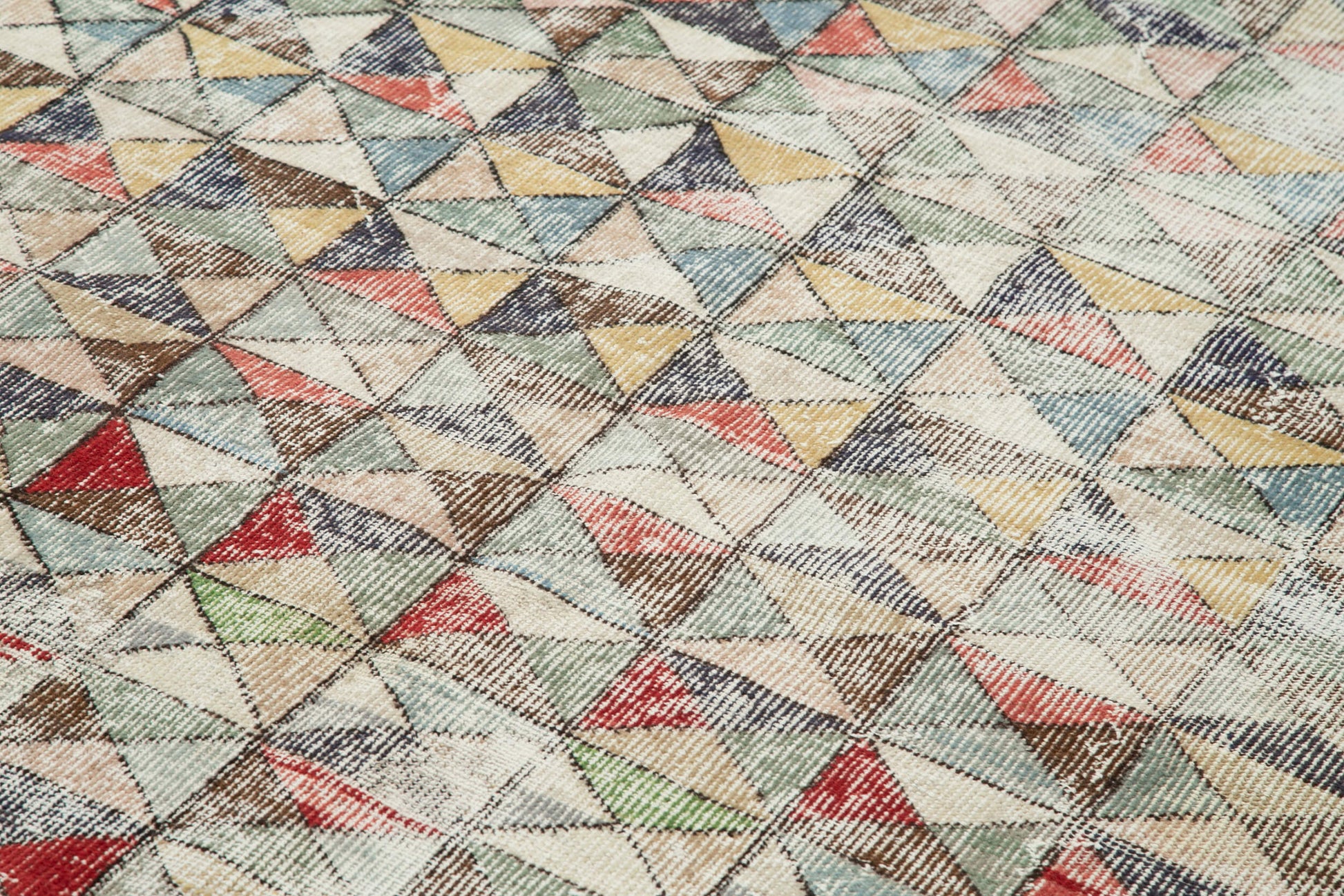 Checkered Kilim Beyaz Damalı Pamuk Yün El Dokuma Halısı 180x320 Agacan