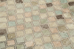 Checkered Kilim Bej Damalı Pamuk Yün El Dokuma Halısı 163x291 Agacan