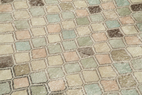 Checkered Kilim Bej Damalı Pamuk Yün El Dokuma Halısı 163x291 Agacan