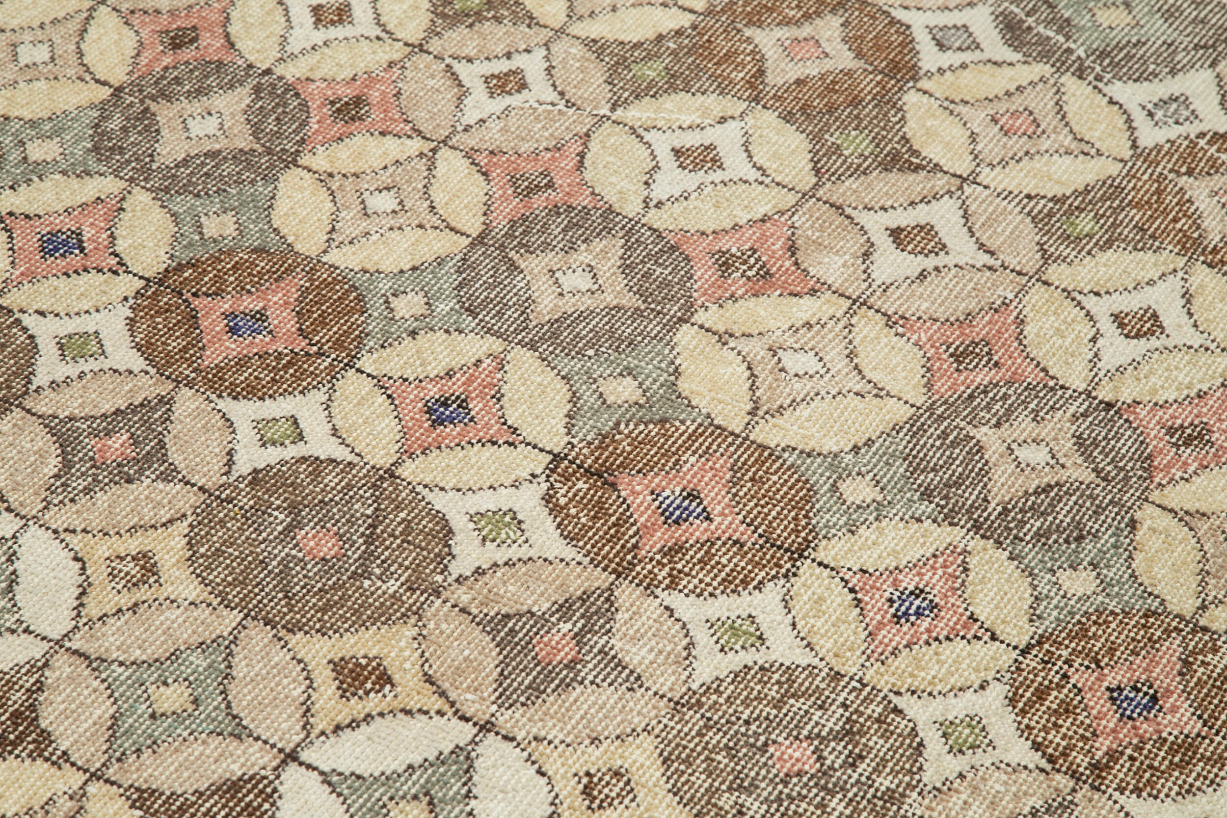 Checkered Kilim Kahverengi Damalı Pamuk Yün El Dokuma Halısı 147x280 Agacan