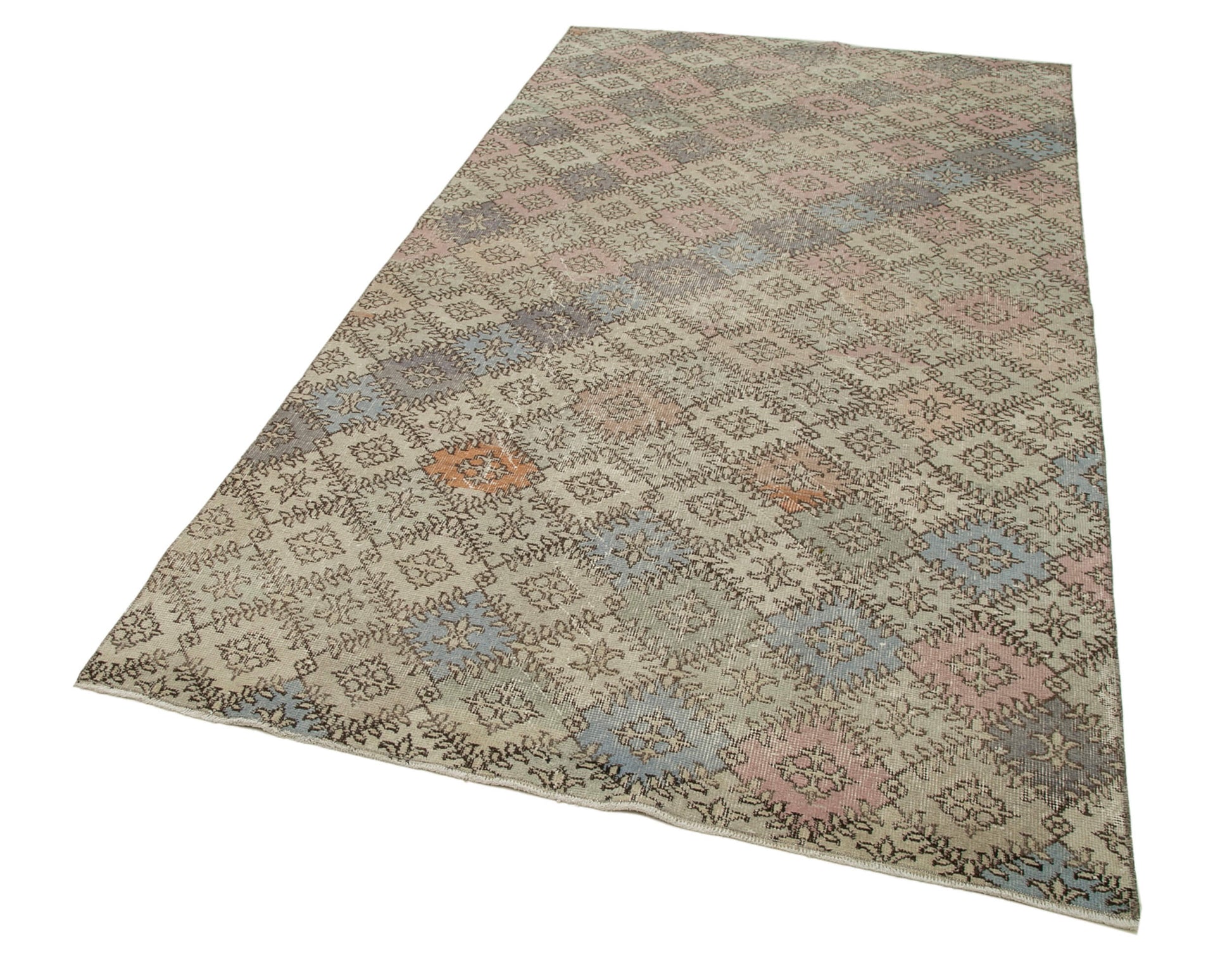 Checkered Kilim Beyaz Damalı Pamuk Yün El Dokuma Halısı 149x282 Agacan