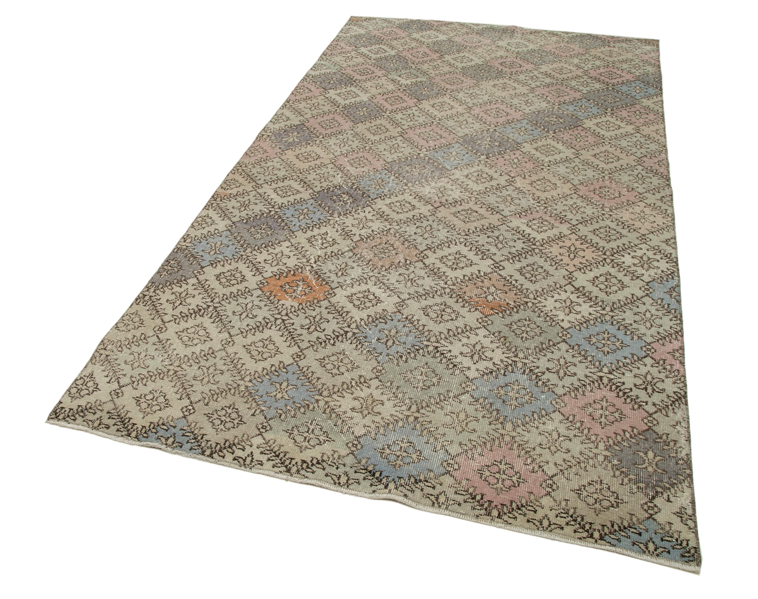 Checkered Kilim Beyaz Damalı Pamuk Yün El Dokuma Halısı 149x282 Agacan
