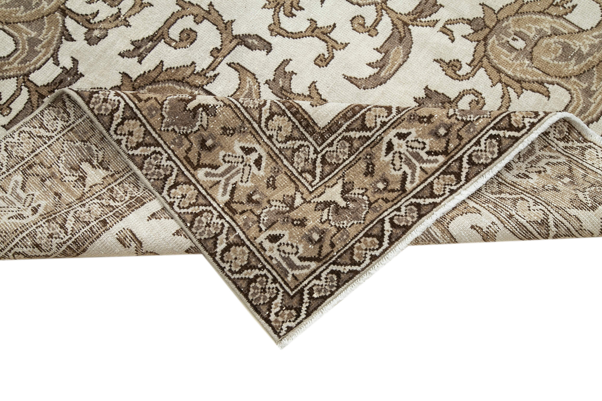 Checkered Kilim Kahverengi Damalı Pamuk Yün El Dokuma Halısı 204x290 Agacan