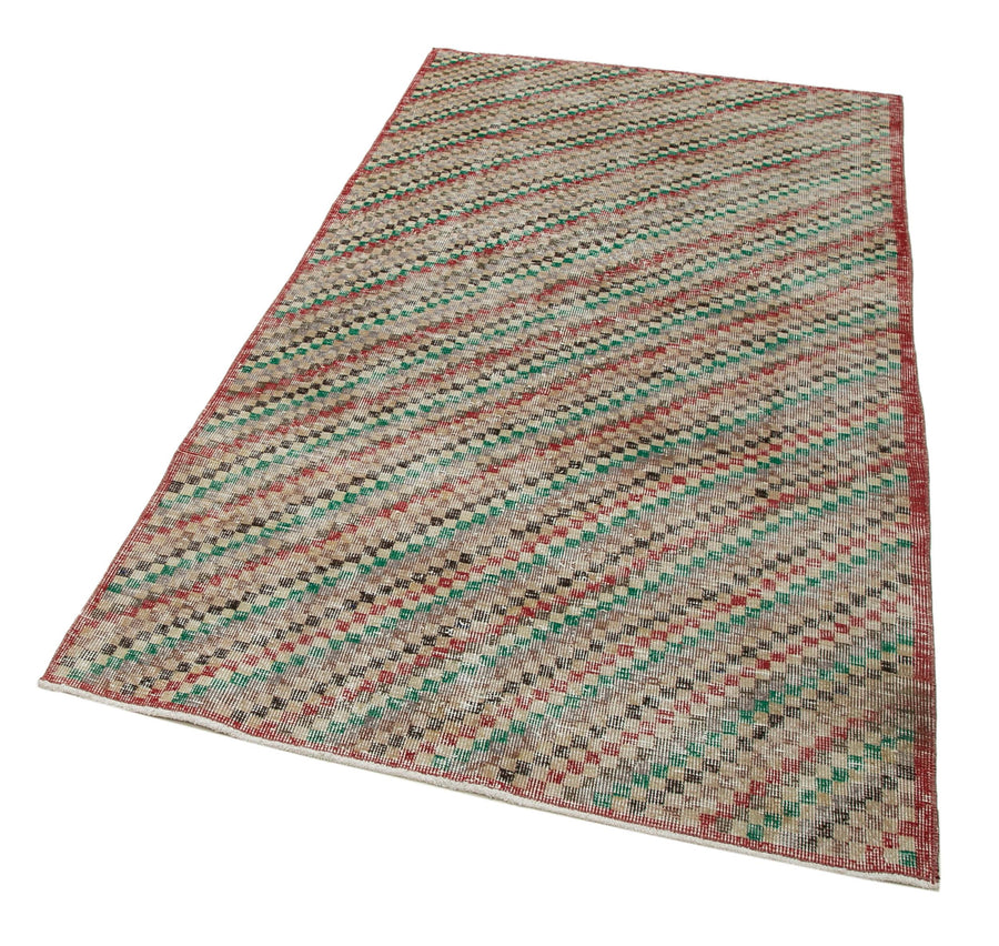 Checkered Vintage Kırmızı Eskitme Pamuk Yün El Dokuma Halısı 118x212 Agacan