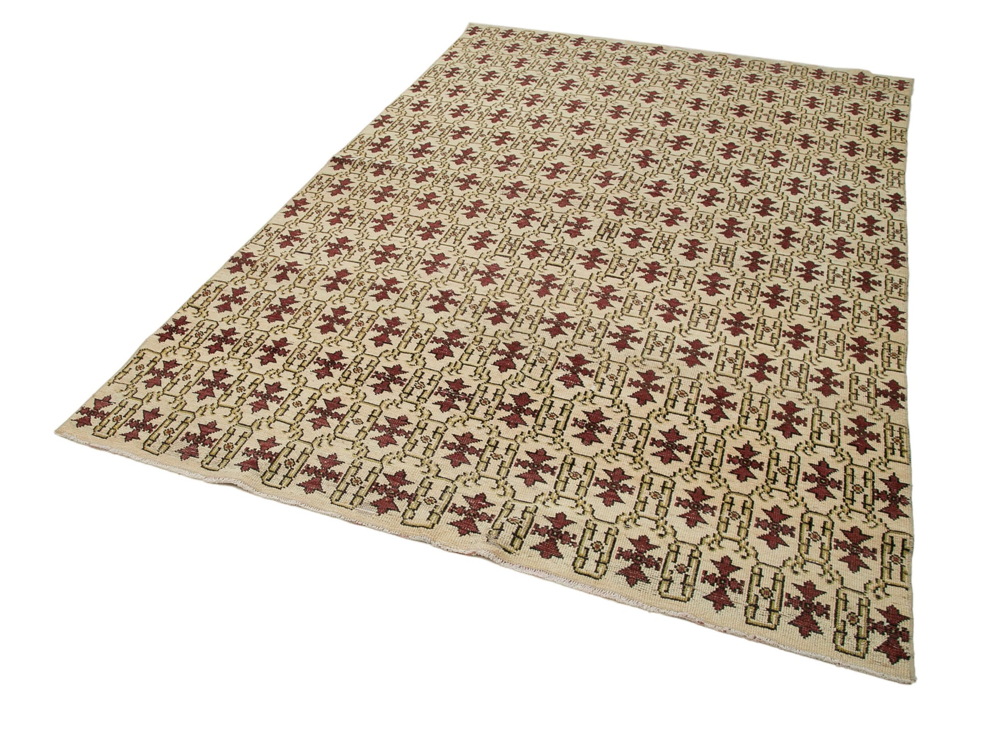 Checkered Kilim Kırmızı Damalı Pamuk Yün El Dokuma Halısı 176x284 Agacan