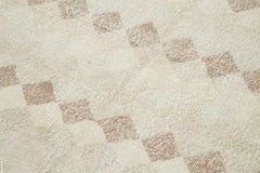 Checkered Runner Bej Geometrik Pamuk Yün El Dokuma Halısı 131x272 Agacan