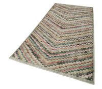 Cream & Red Geometric Vintage Turkish Rug 137x278 cm (4'6" x 9'1")