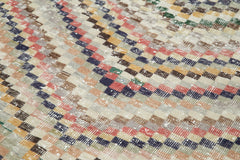 Checkered Kilim Beyaz Damalı Pamuk Yün El Dokuma Halısı 137x278 Agacan
