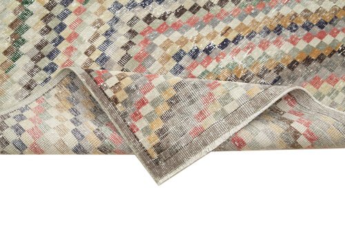 Checkered Kilim Beyaz Damalı Pamuk Yün El Dokuma Halısı 137x278 Agacan