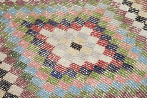 Checkered Runner Beyaz Geometrik Pamuk Yün El Dokuma Halısı 98x235 Agacan