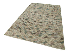 Checkered Kilim Beyaz Damalı Pamuk Yün El Dokuma Halısı 163x280 Agacan
