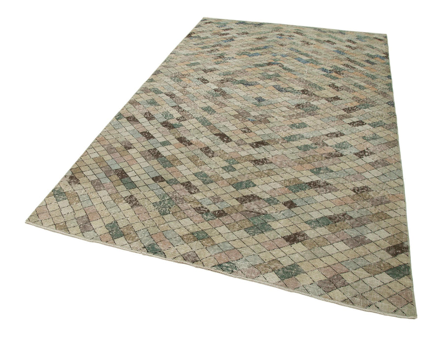 Checkered Kilim Beyaz Damalı Pamuk Yün El Dokuma Halısı 163x280 Agacan