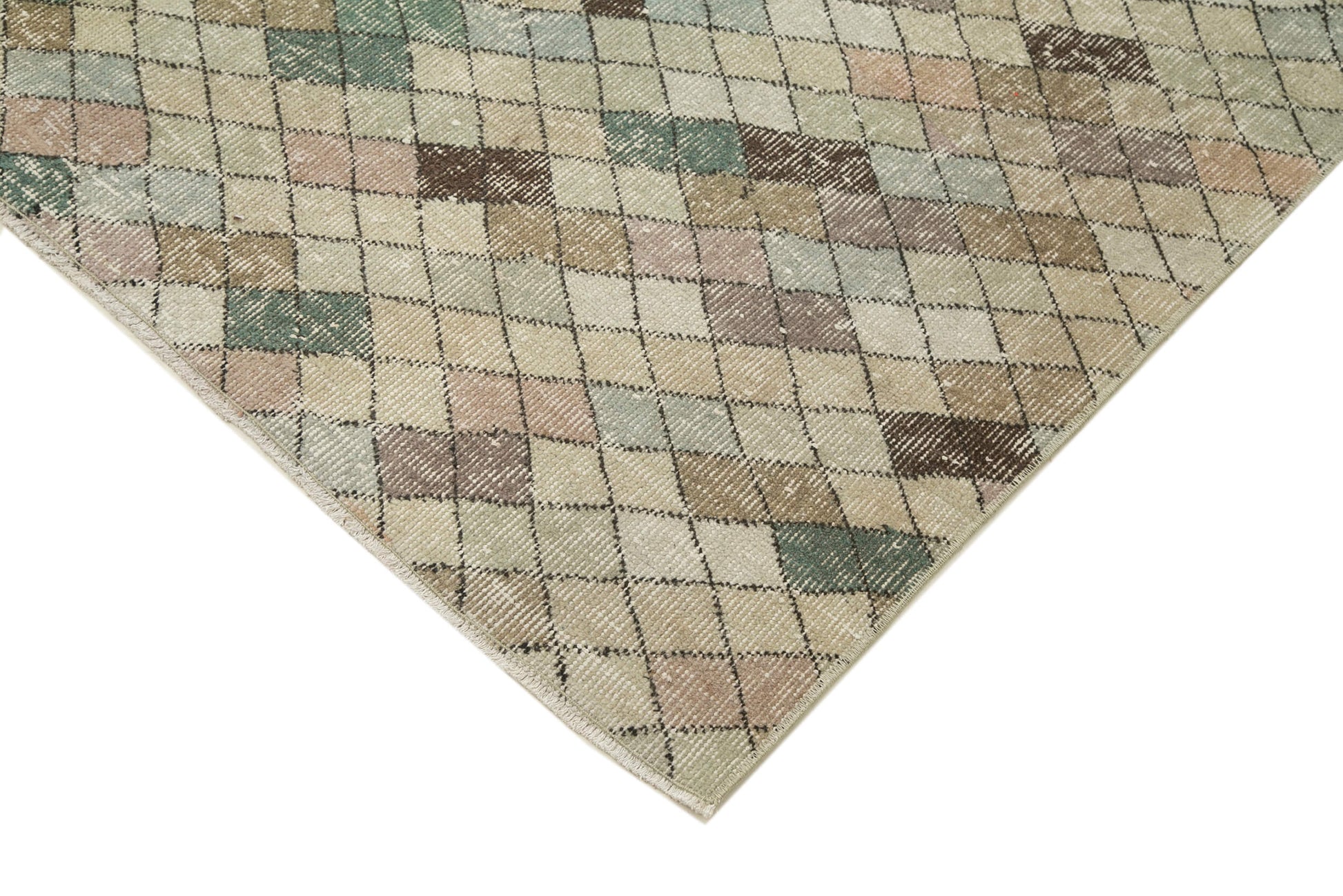 Checkered Kilim Beyaz Damalı Pamuk Yün El Dokuma Halısı 163x280 Agacan