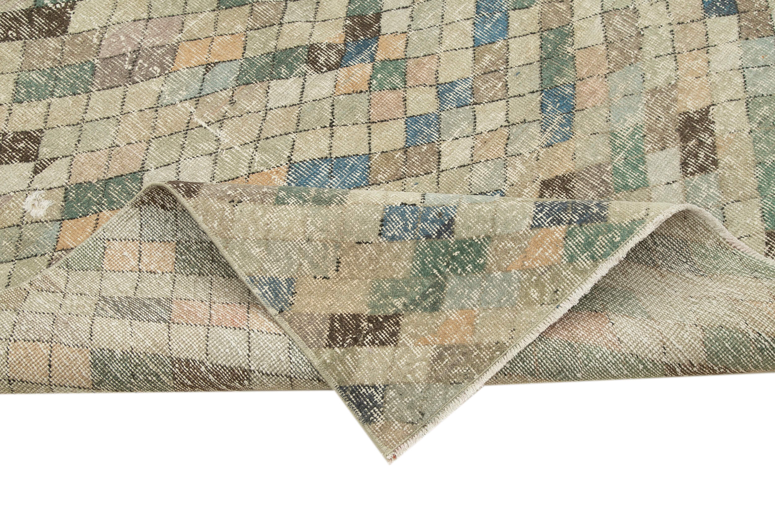 Checkered Kilim Beyaz Damalı Pamuk Yün El Dokuma Halısı 163x280 Agacan