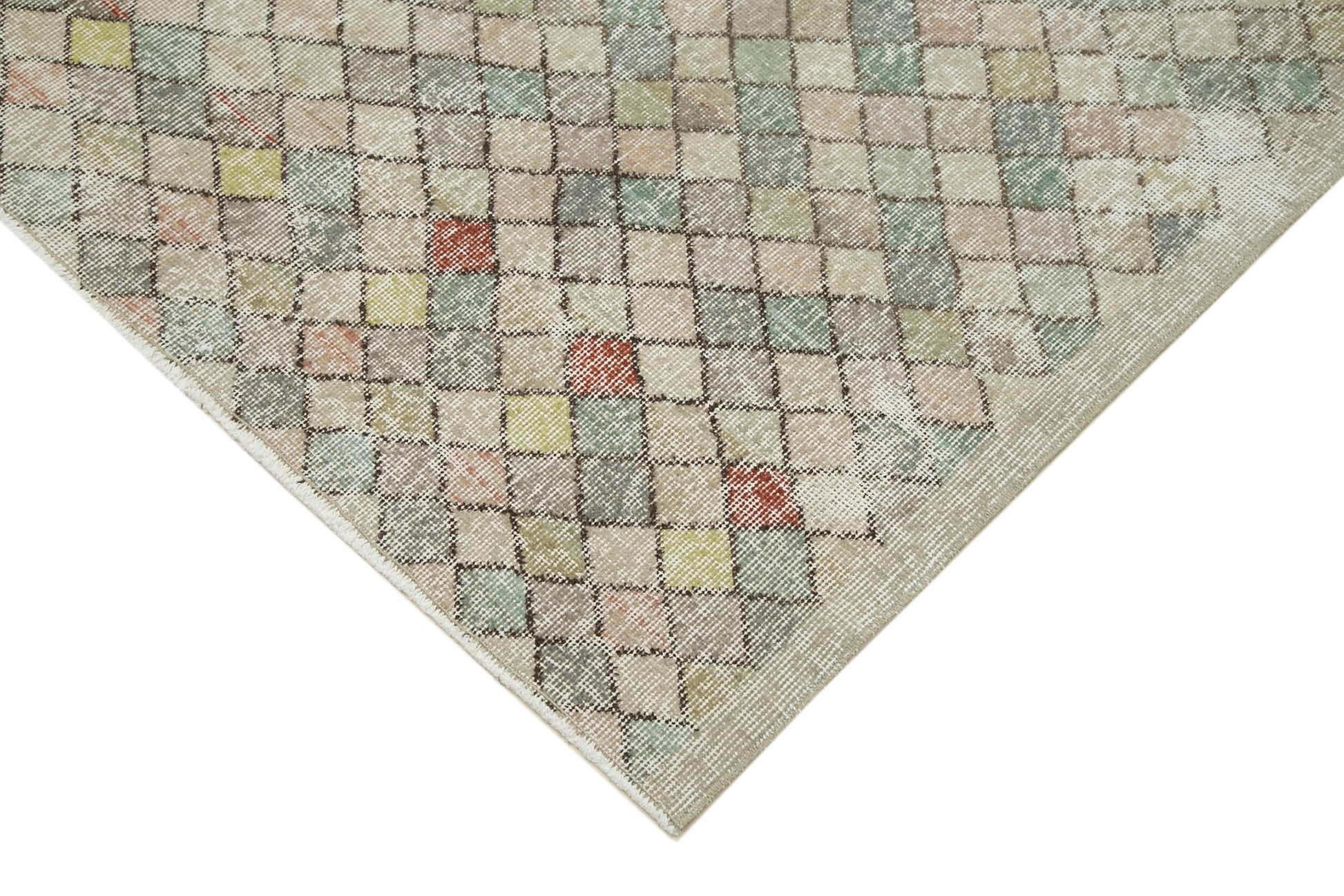 Checkered Kilim Beyaz Damalı Pamuk Yün El Dokuma Halısı 150x284 Agacan