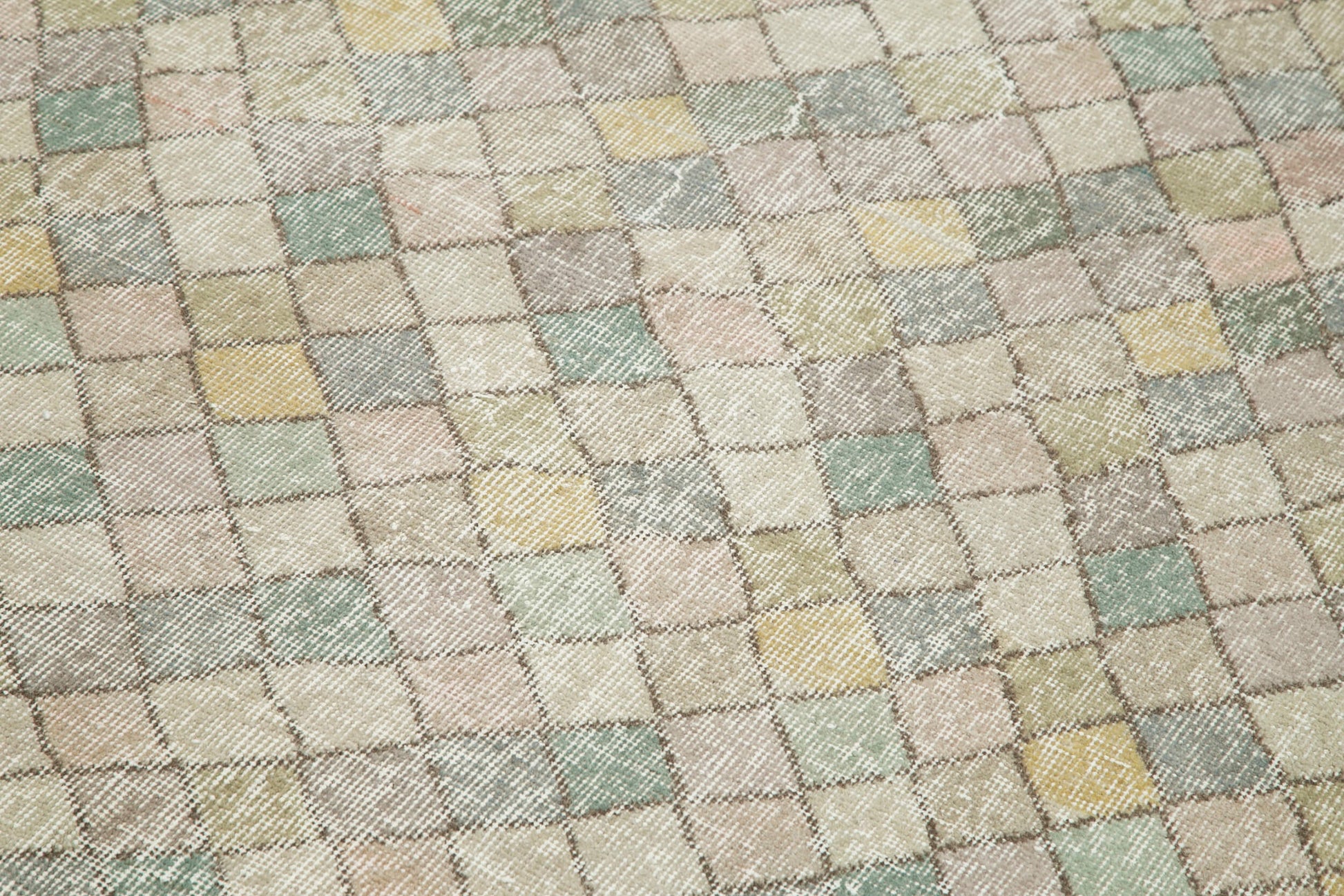 Checkered Kilim Beyaz Damalı Pamuk Yün El Dokuma Halısı 150x284 Agacan