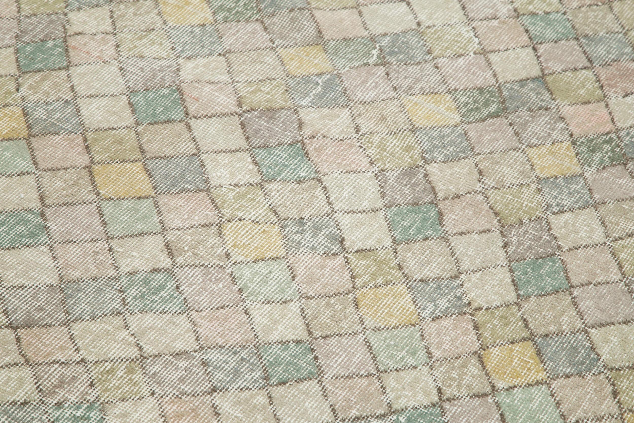 Checkered Kilim Beyaz Damalı Pamuk Yün El Dokuma Halısı 150x284 Agacan