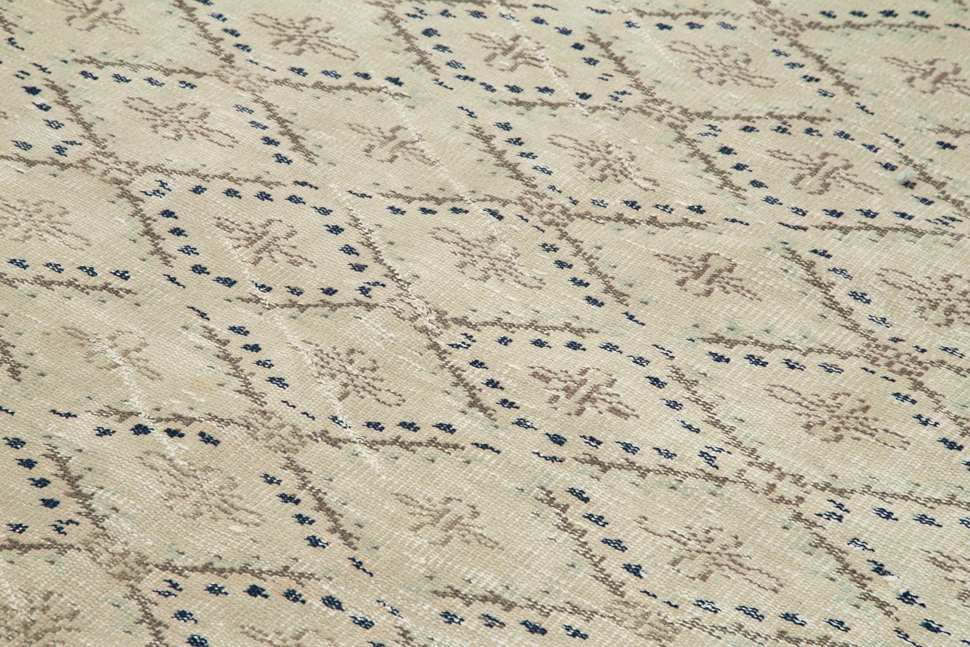 Checkered Kilim Bej Damalı Pamuk Yün El Dokuma Halısı 184x306 Agacan