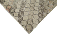 Checkered Runner Bej Geometrik Pamuk Yün El Dokuma Halısı 138x341 Agacan