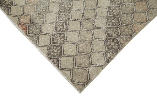 Checkered Runner Bej Geometrik Pamuk Yün El Dokuma Halısı 138x341 Agacan